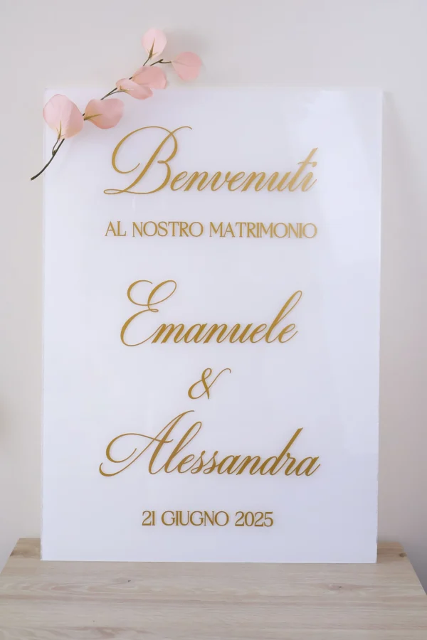 Pannello di benvenuto in plexiglass